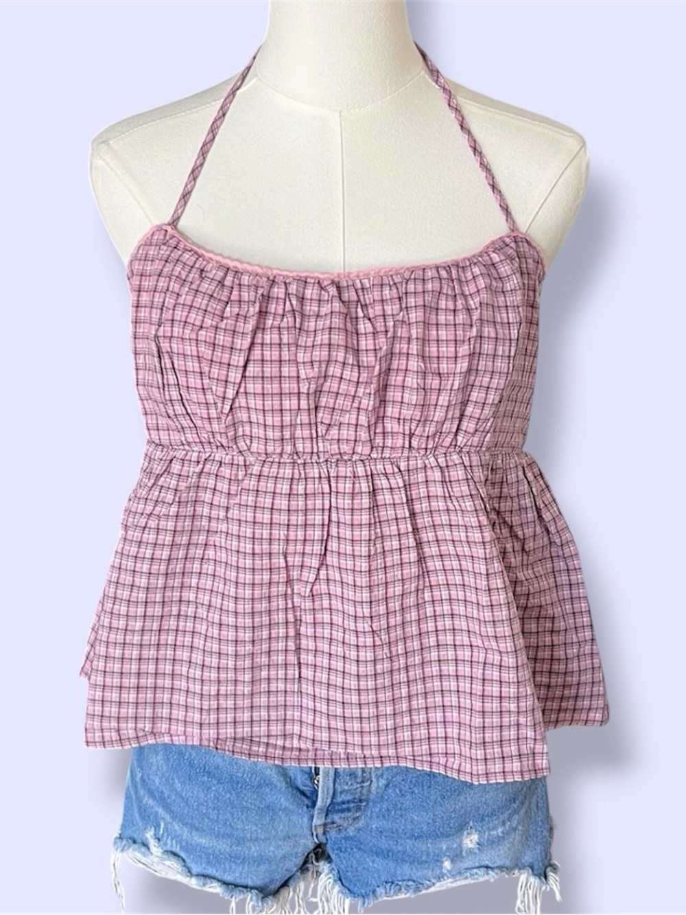 Urban Outfitters BDG Eva Gingham Halter Neck Babydoll Top 🎀